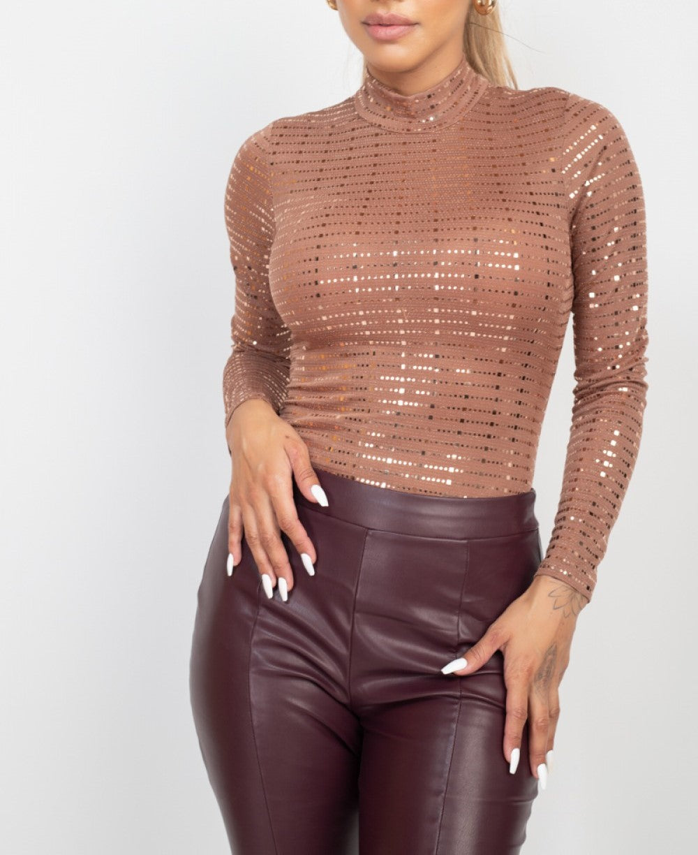 Sheer Mesh Studded Bodysuit (IT90513)