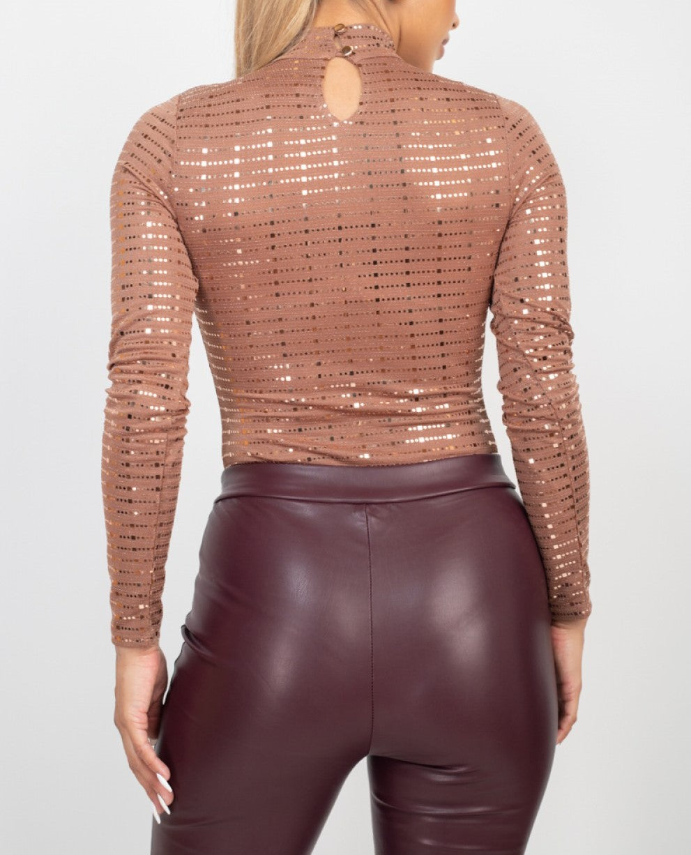 Sheer Mesh Studded Bodysuit (IT90513)