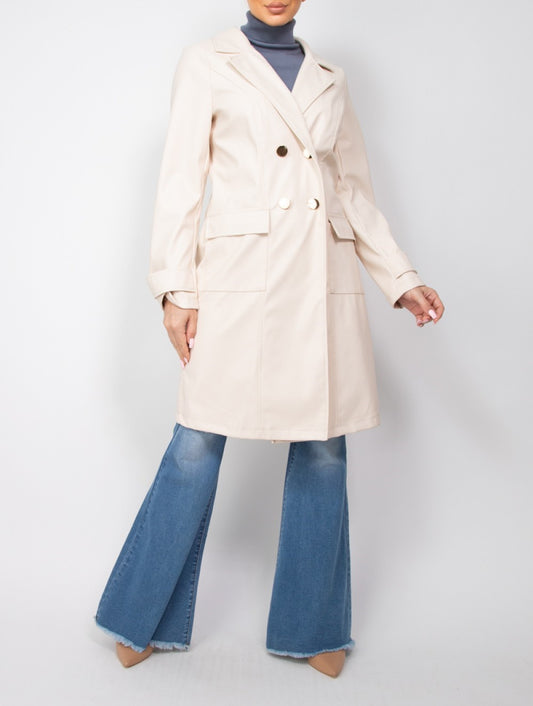 Faux Leather Trench Coat (HMJ21290)