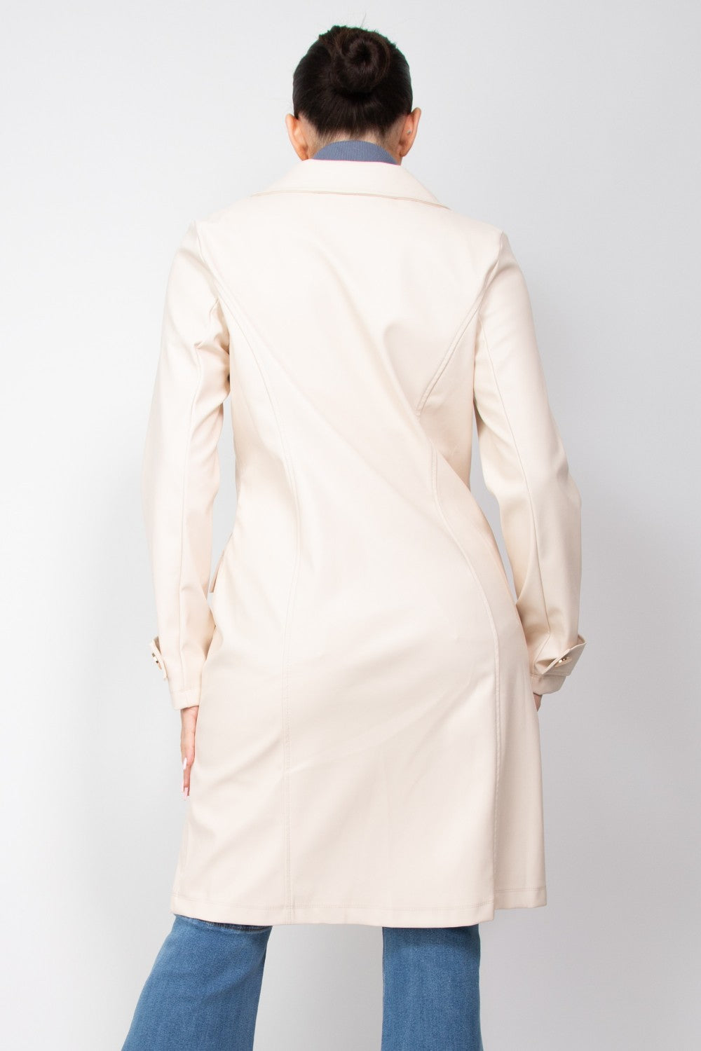 Faux Leather Trench Coat (HMJ21290)