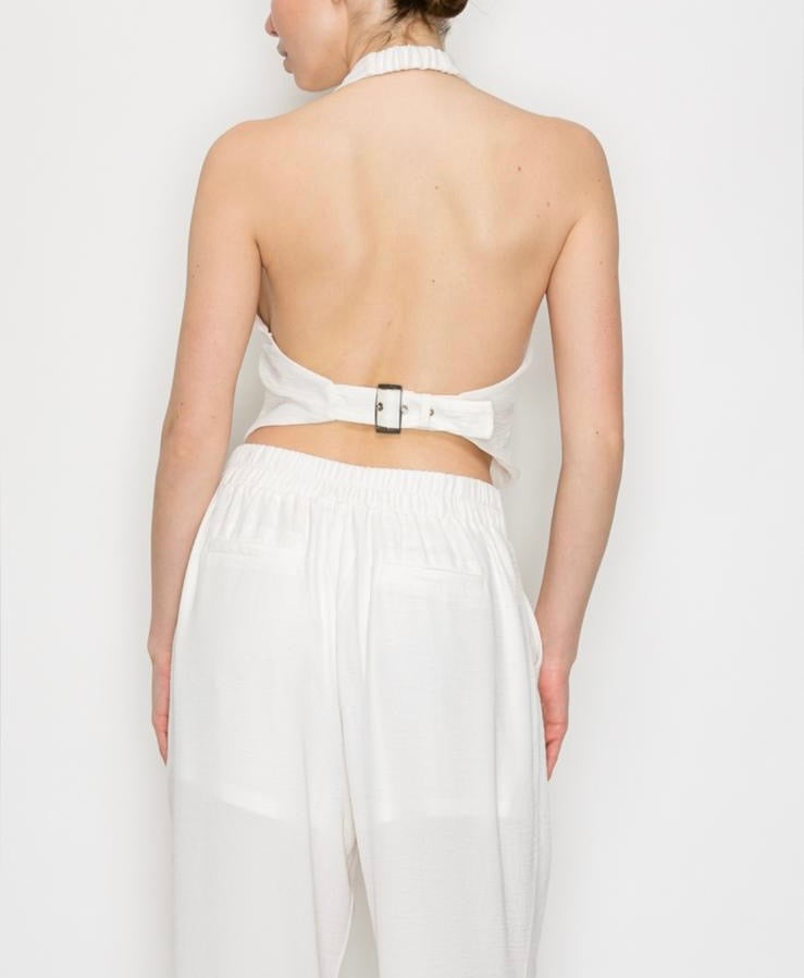 Halter Neck Buttoned Vest
