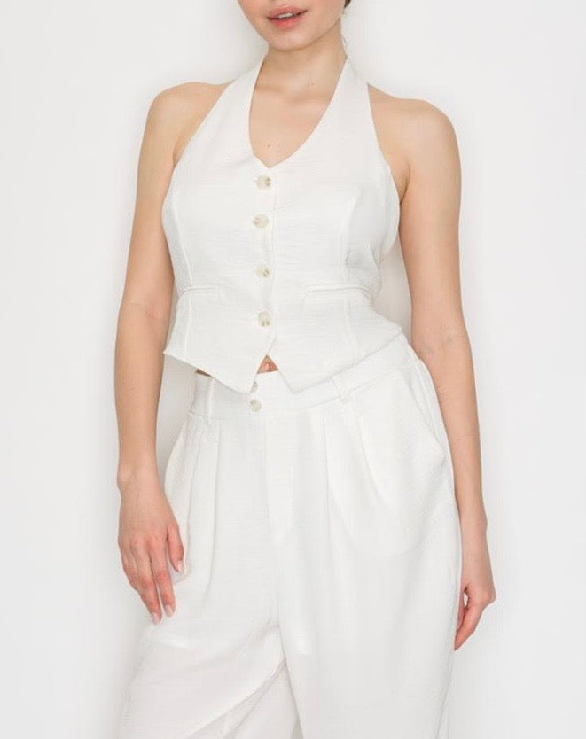 Halter Neck Buttoned Vest