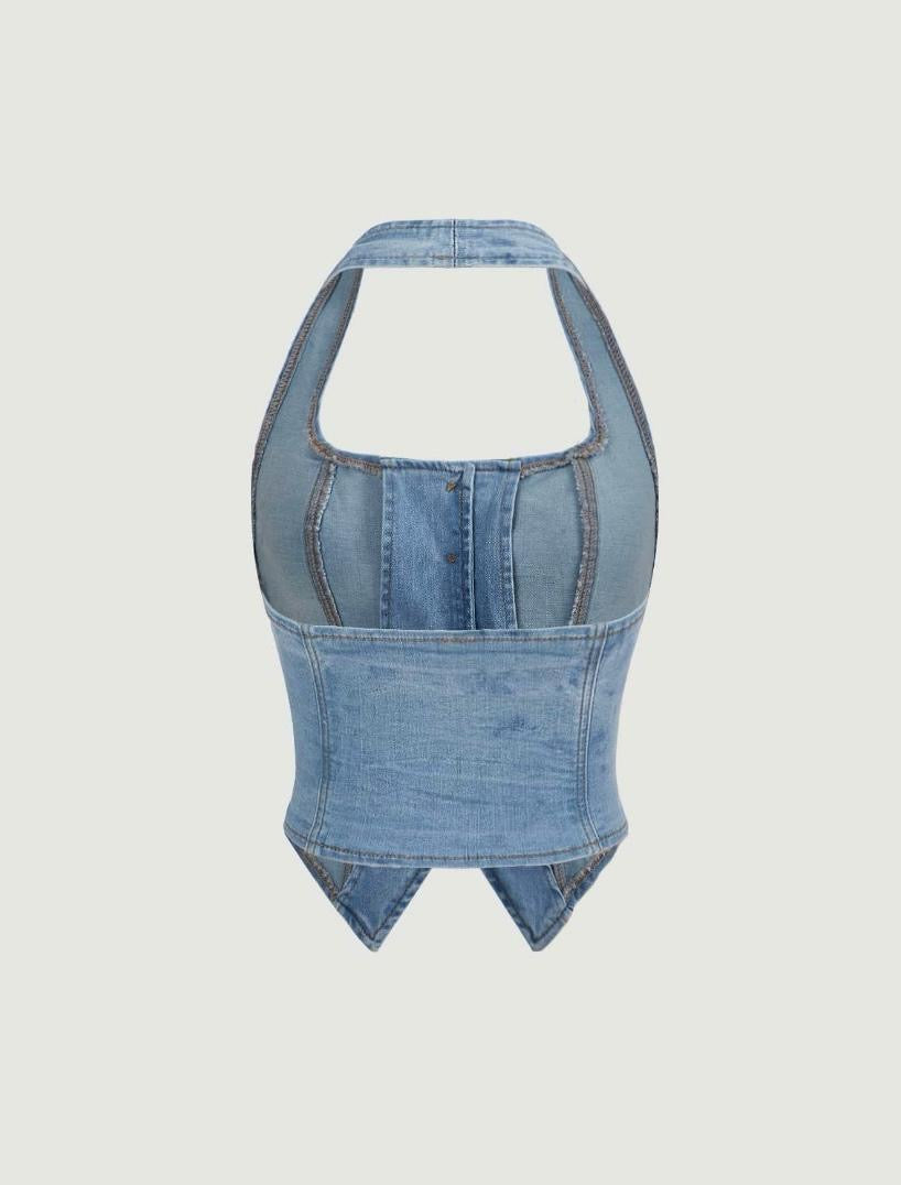 BUTTON FRONT DENIM VEST