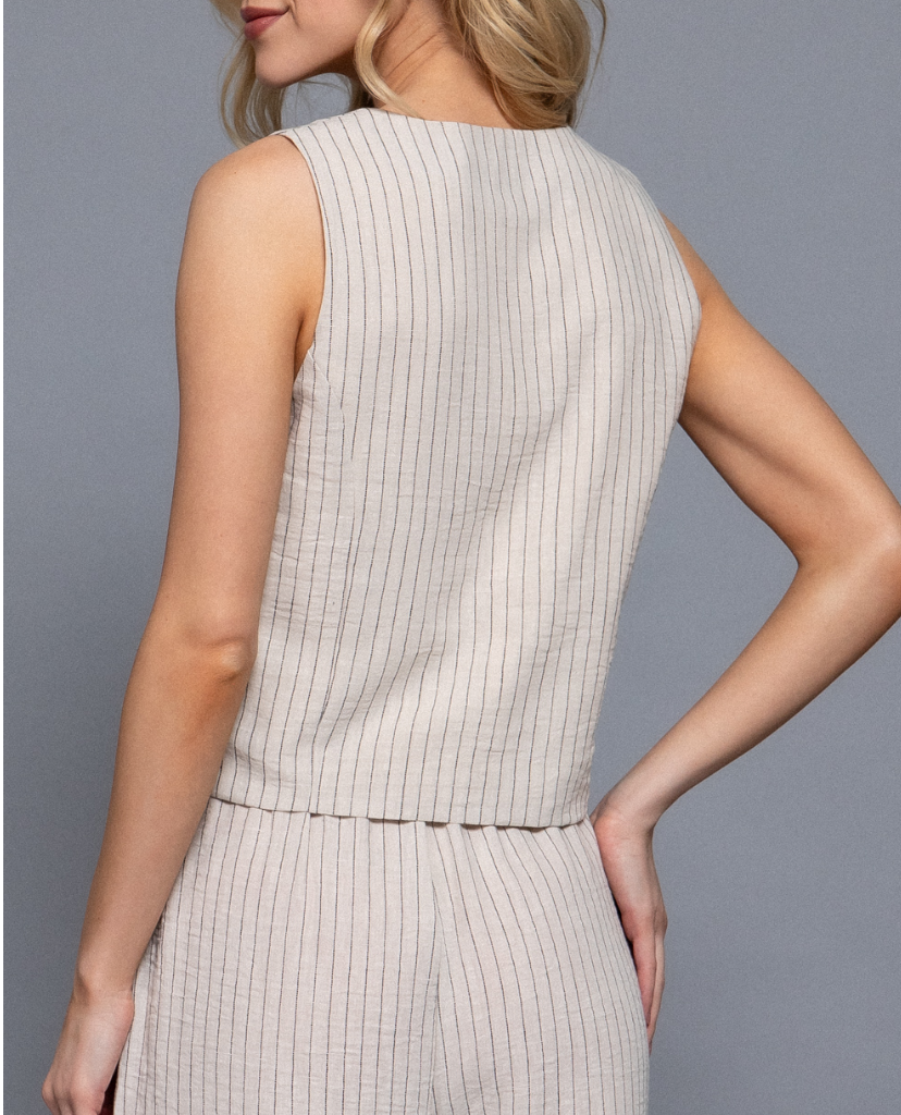 V-NECKLINE LINEN EFFECT VEST