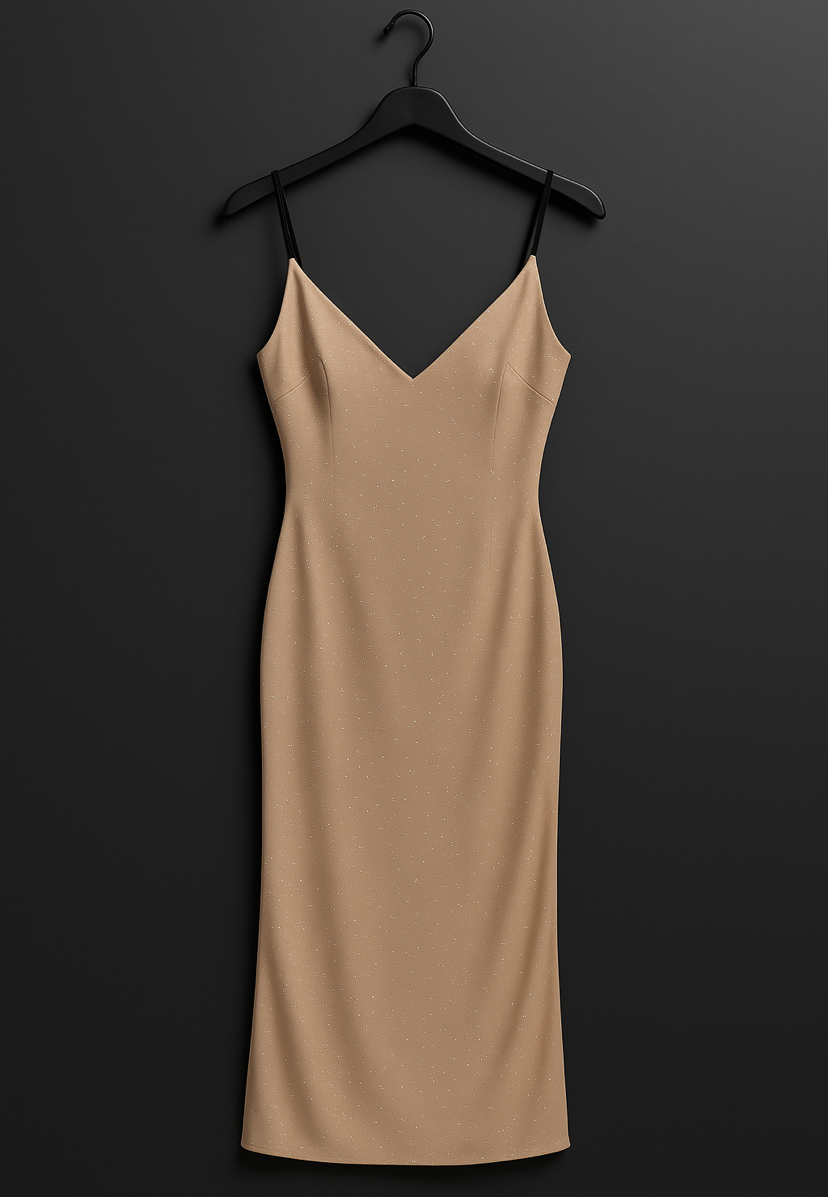 Nude Sparkle Midi Dress (BD81029B)