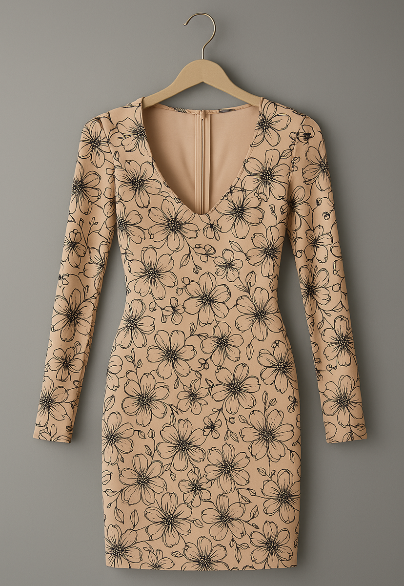 Floral Nude Dress (BE12993)