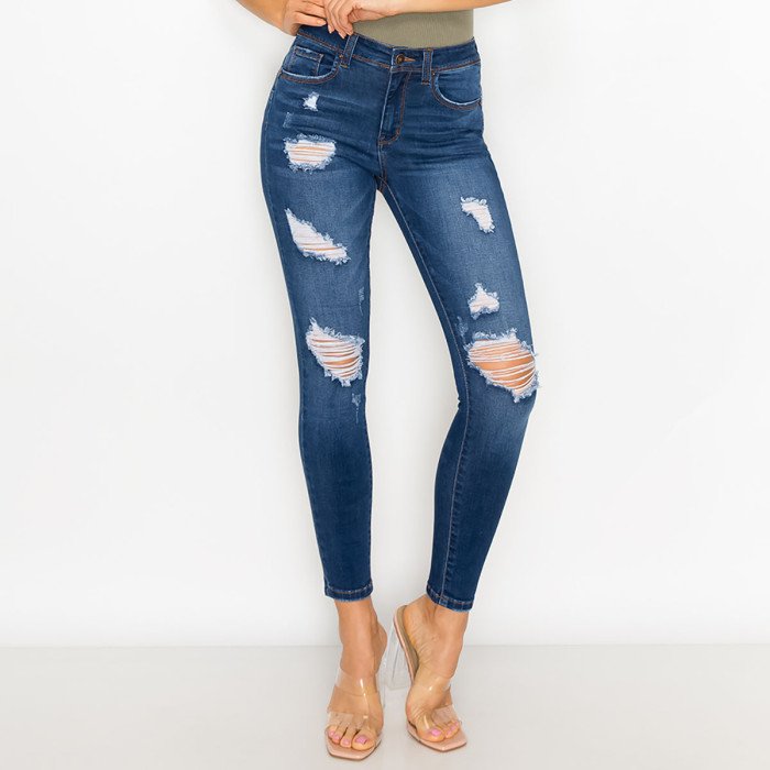 (90240)Push-Up Destructed Modal Basic Skinny Jeans