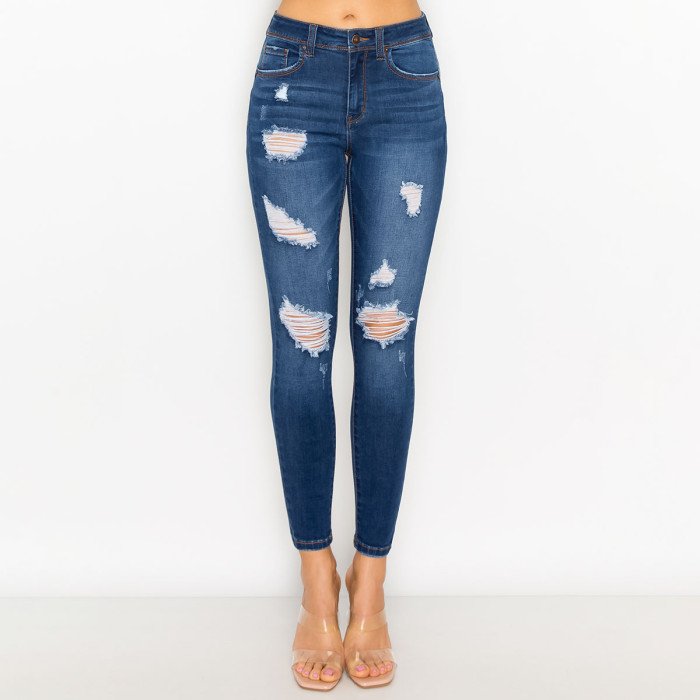 (90240)Push-Up Destructed Modal Basic Skinny Jeans