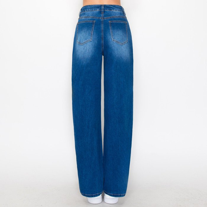 (90340)Basic Wide Leg Jeans